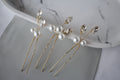 Pearl Crystal Wedding Hair Pins: Gold Bridal Hair Accessory, Set of 3