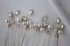 Pearl Wedding Hair Pins: Gold Bridal Crystal Hair Piece Set