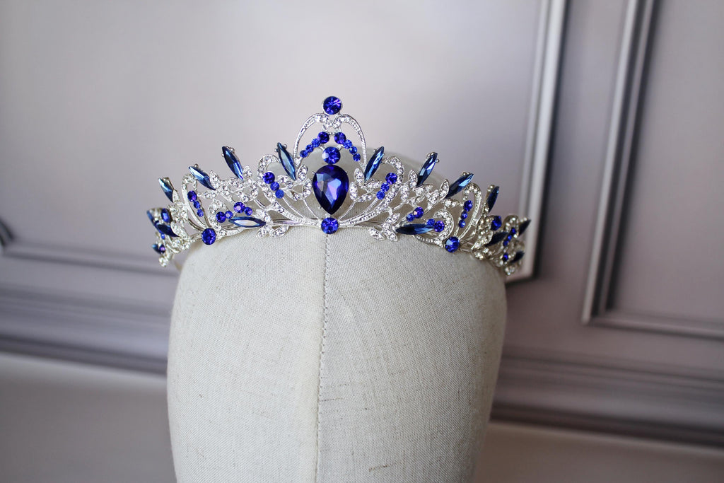 Sapphire Royal Tiara, Silver and Blue Crown for child
