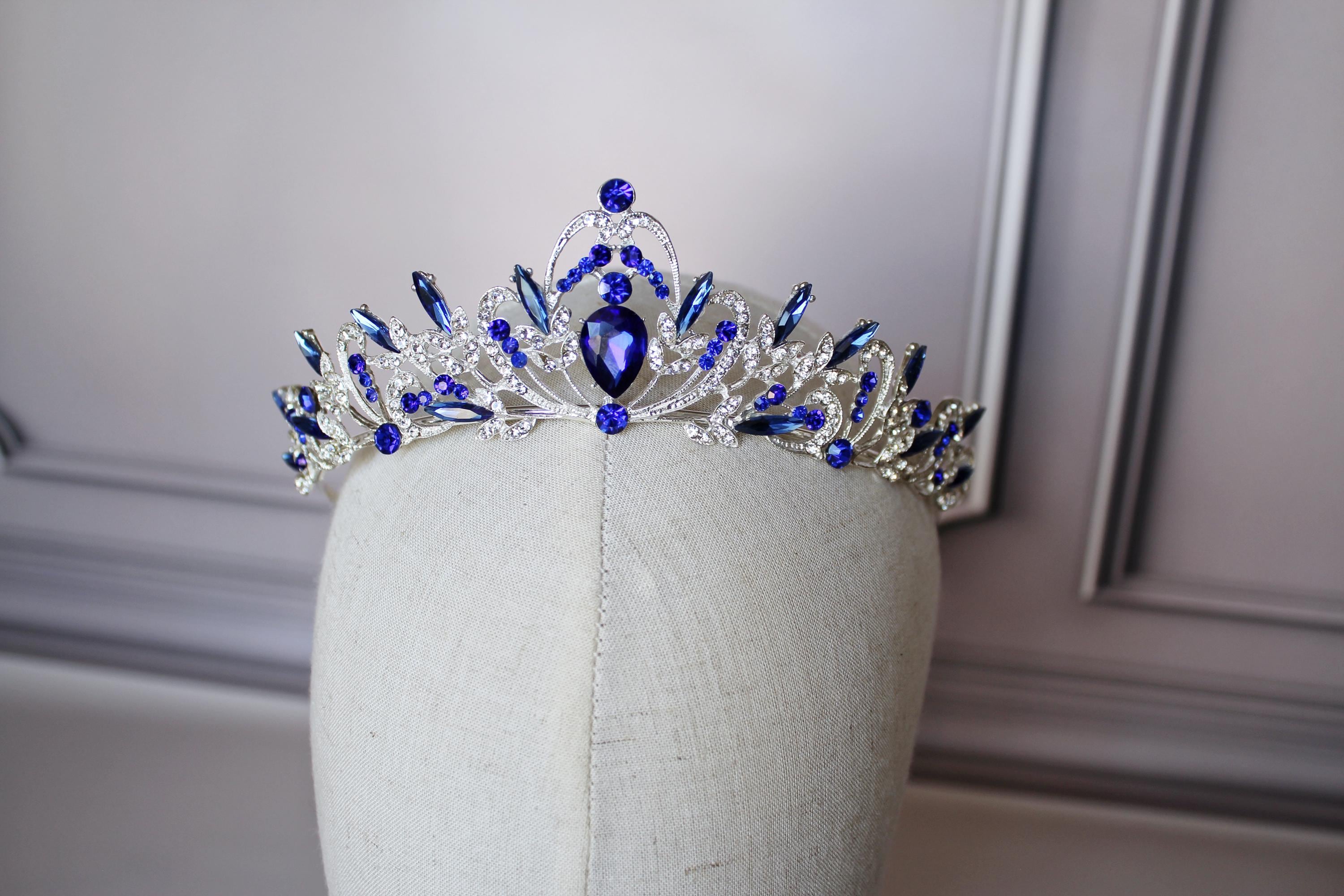 Sapphire Royal Tiara, Silver and Blue Crown for child
