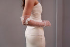 Pearl Bridal Gloves, Long Flower Sheer Gloves