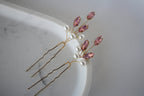 Pink Opal Crystal Hair Pins: Wedding Hair Piece