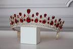 Red tiara-headpiece, Gold Quinceañera crown