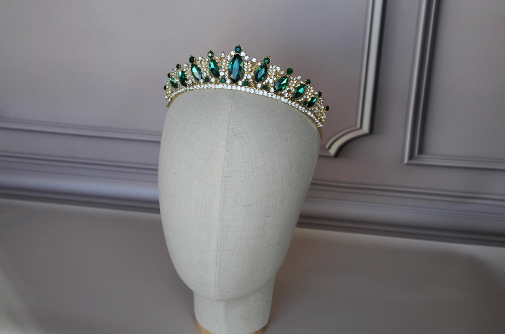 Emerald Green tiara, Prom tiara, Green headband
