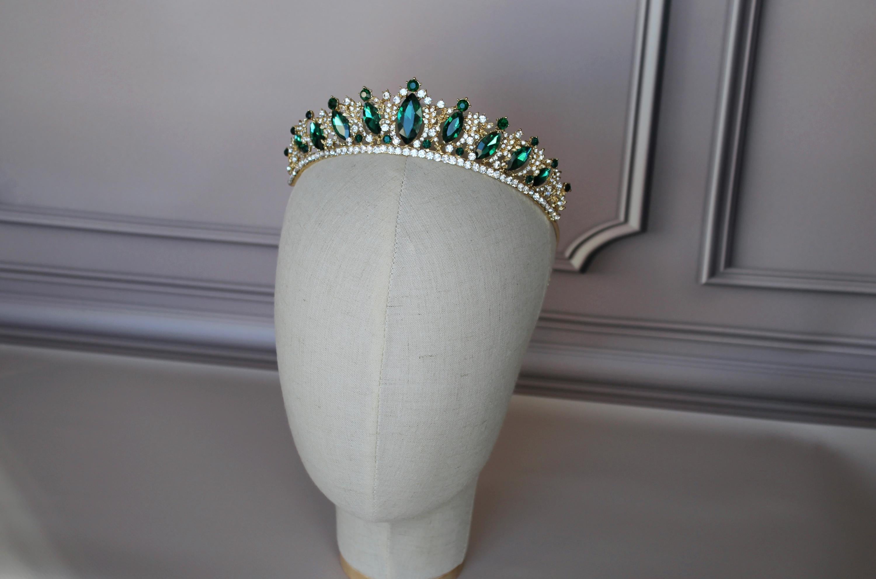 Emerald Green tiara, Prom tiara, Green headband