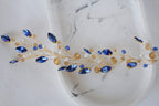 Sapphire Blue Wedding Hair Vine: Gold Bridal Hair Piece