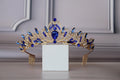 Blue and Gold Sapphire Crown, Bridal Wedding Tiara, Prom & Quinceañera Tiara