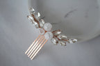 Rose Gold Bridal Hair Comb: Quartz Crystal Headpiece