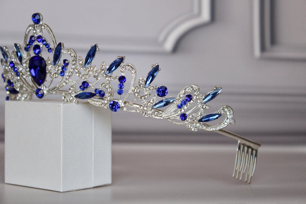 Sapphire Royal Tiara, Silver and Blue Crown for child
