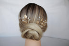 Gold Leaf Wedding Hair Pins: Crystal Bridal Hair Accessory Set