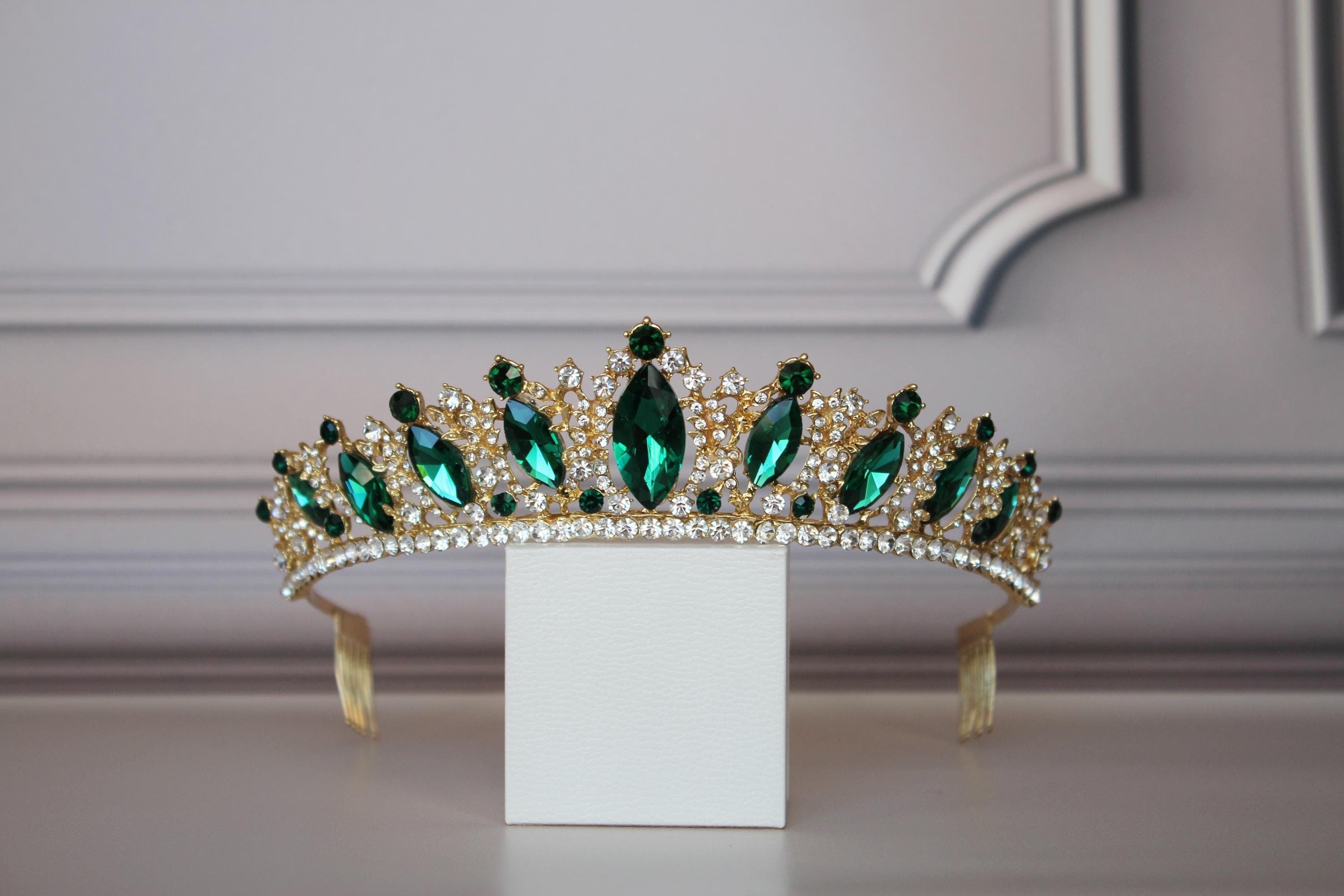 Emerald Green tiara, Prom tiara, Green headband