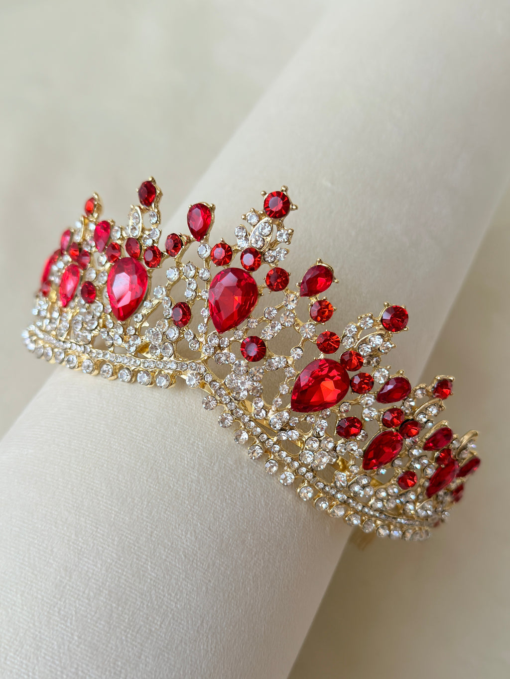 Red princess crown, Ruby quinceanera tiara