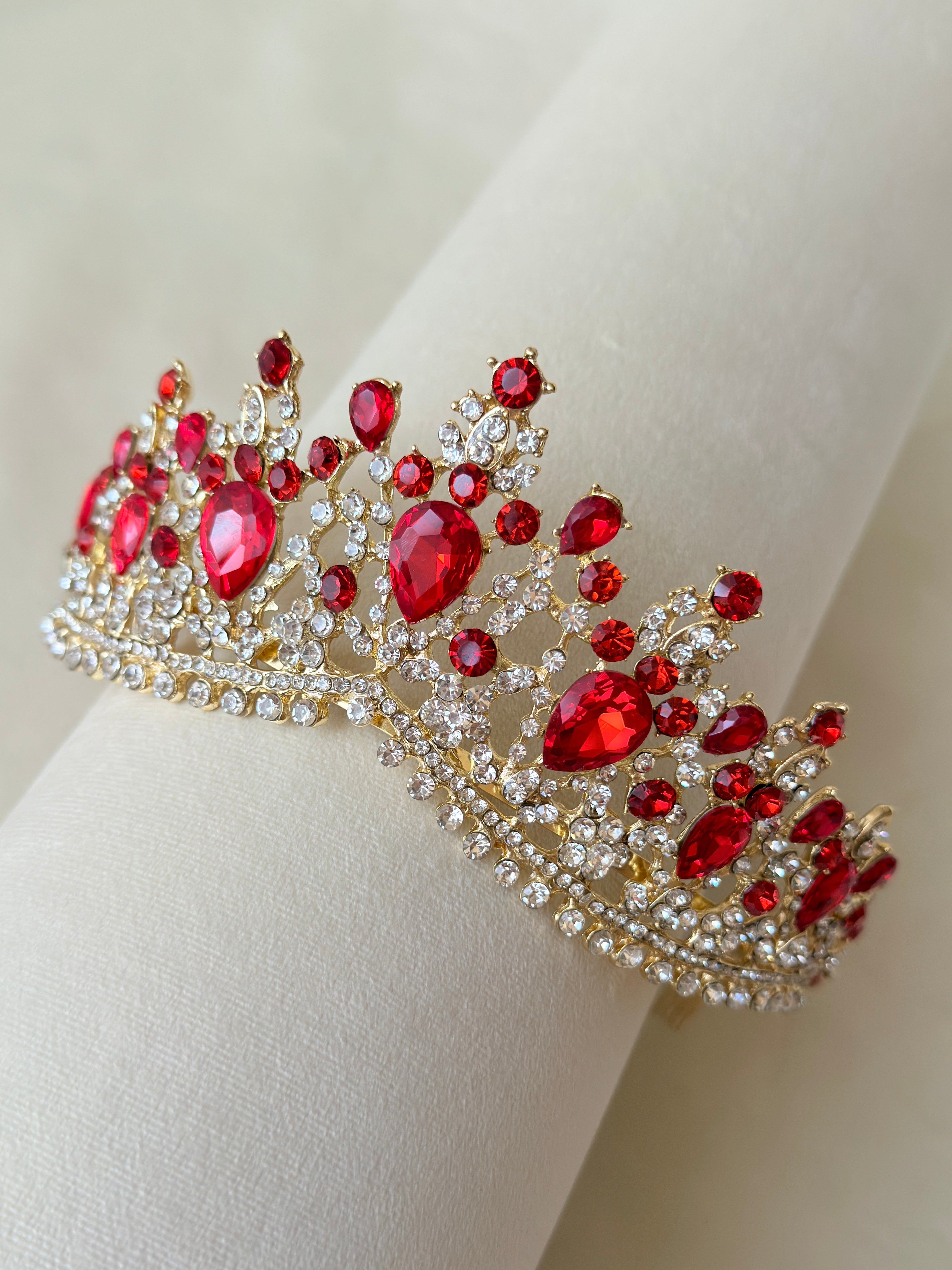 Red princess crown, Ruby quinceanera tiara