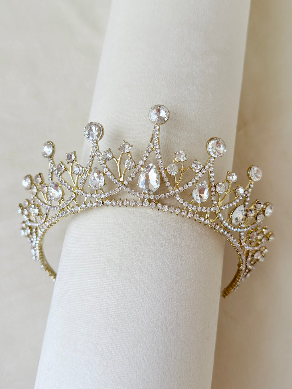Aurora Gold Tiara – Royal Bridal Crown