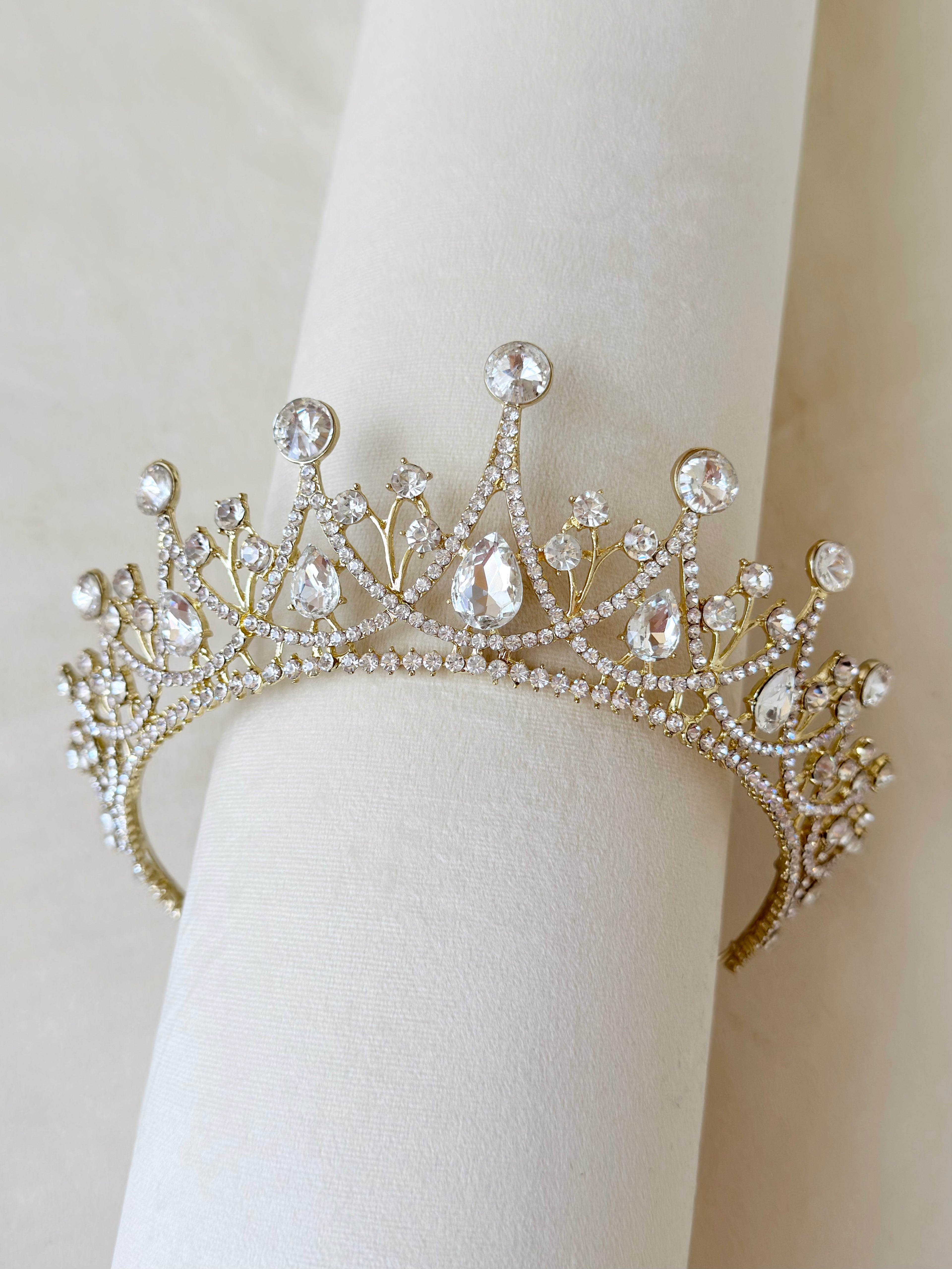 Aurora Gold Tiara – Royal Bridal Crown
