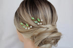 Green Opal Pearl Hair Pins: Bridal Wedding Hair Accessories