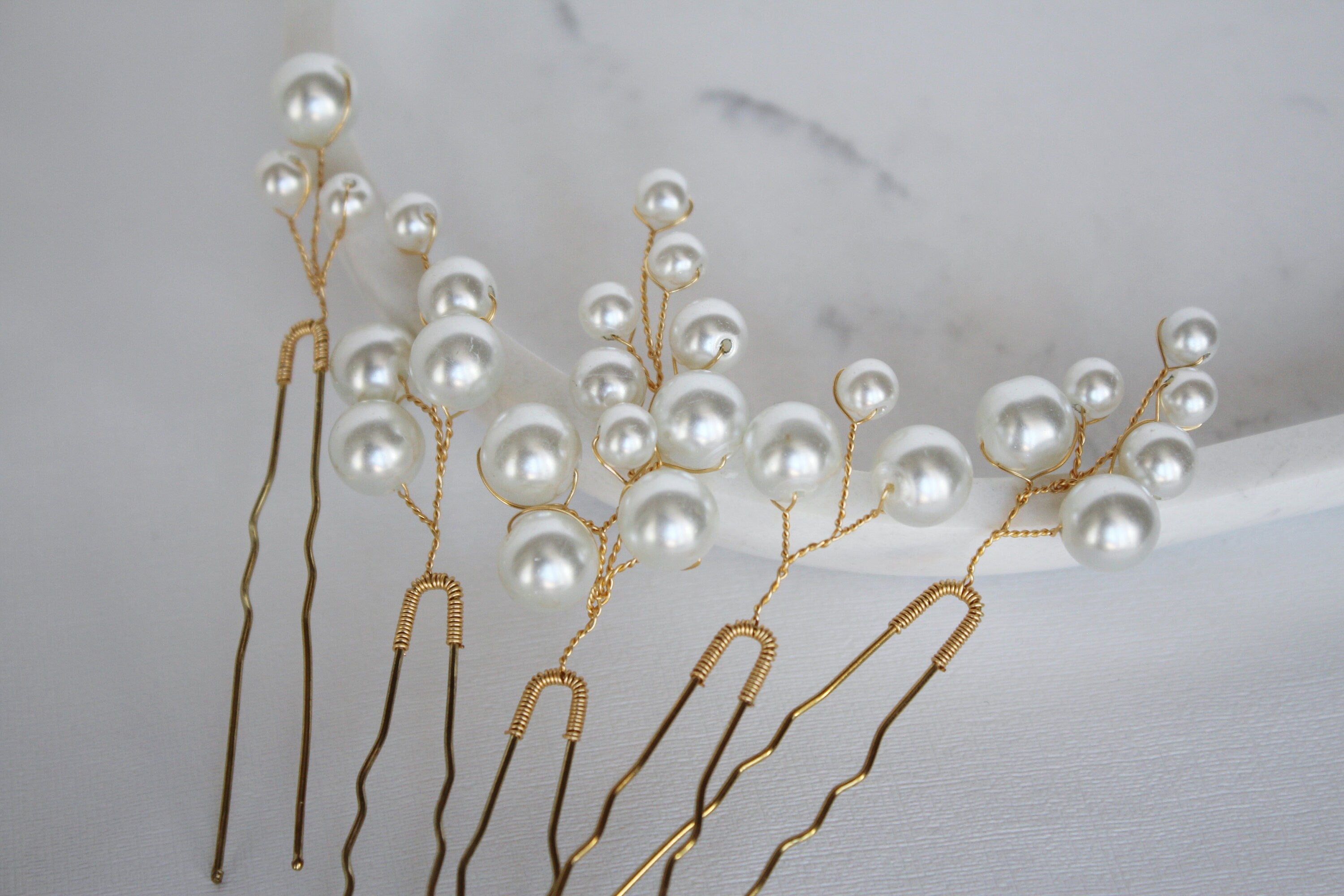 Gold Pearl Hair Pins: Bridal Wedding Hair Accessory