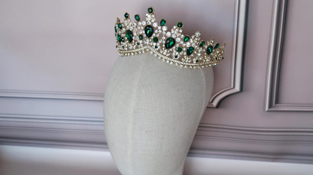 Green Emerald crown tiara, Princess tiara Flora