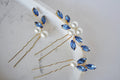 Sapphire Blue Pearl Hair Pins: Bridal Wedding Hair Piece