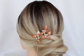 Rose Gold Pearl Wedding Hair Pins: Bridal Leaf Hair Piece