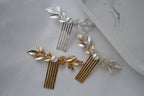 Pearl Leaf Wedding Hair Comb: Gold Bridal Hairpiece