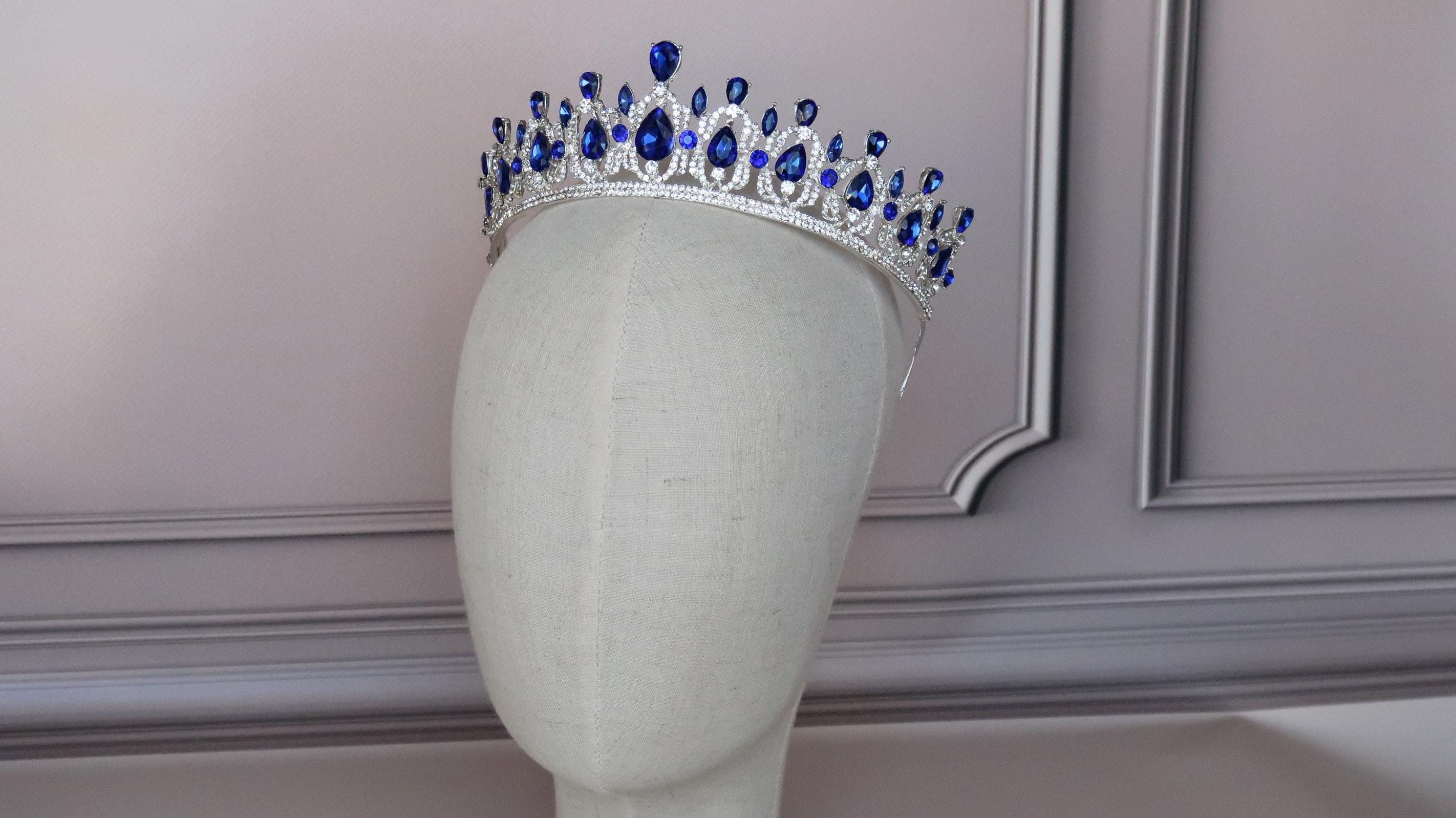 Blue Sapphire crown, Tiara for Blue Wedding,