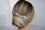 Pearl Leaf Wedding Hair Comb: Gold Bridal Hairpiece