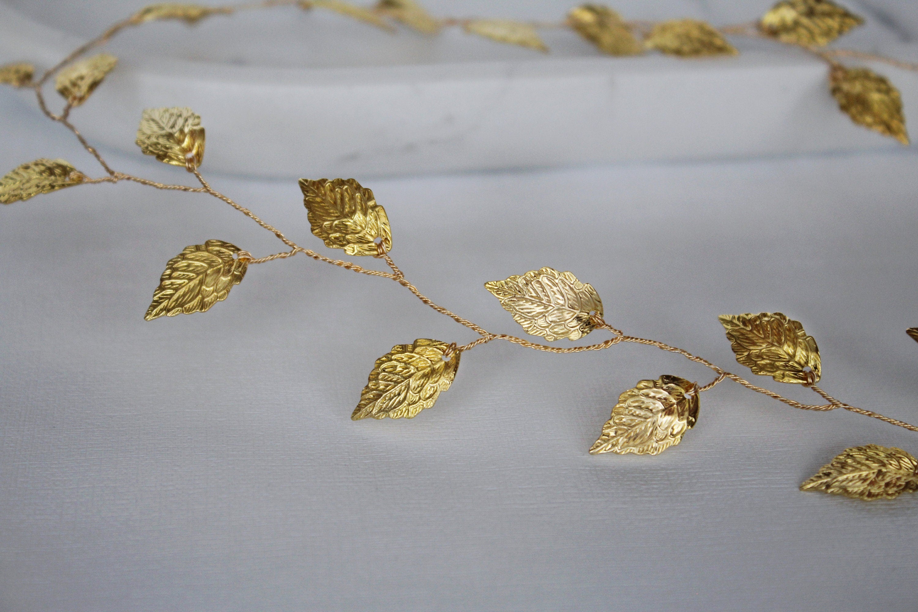 Gold Leaf Wedding Hair Vine: Bridal Headband, First Communion Wreath