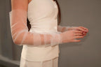Minimalist Fingerless Gloves, Long Bridal Gloves