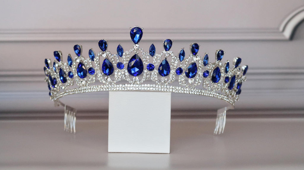 Blue Sapphire crown, Tiara for Blue Wedding,