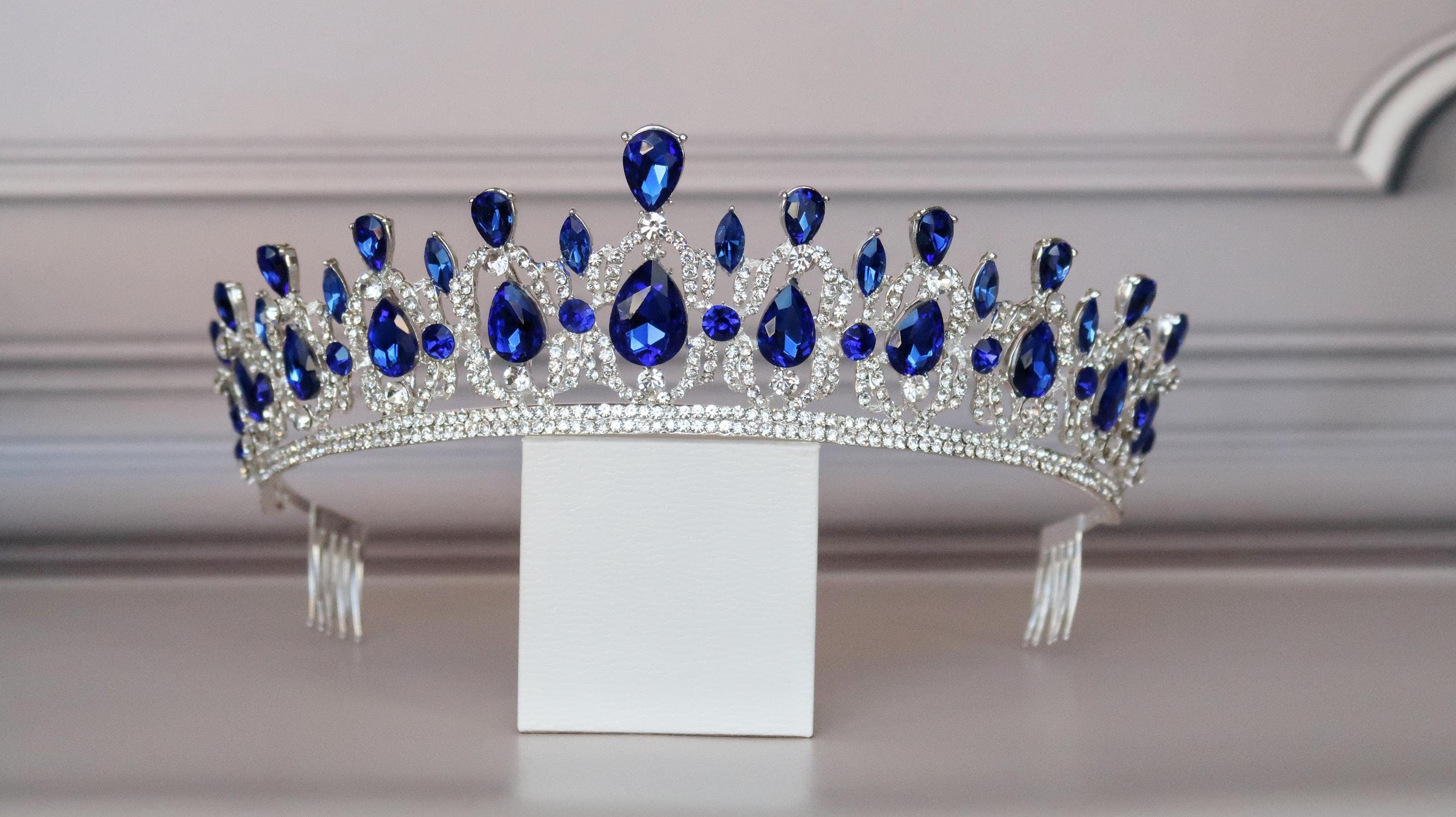 Blue Sapphire crown, Tiara for Blue Wedding,