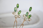Green Opal Pearl Hair Pins: Bridal Wedding Hair Accessories