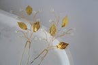 Gold Leaf Wedding Hair Pins: Crystal Bridal Hair Piece Set