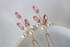 Pink Opal Crystal Hair Pins: Wedding Hair Piece