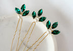 Emerald Green Pearl Hair Pins, Set of 3 Elegant Wedding Hair Accessories