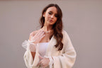 Short Bridal Gloves, Chiffon Gloves with Ribbon