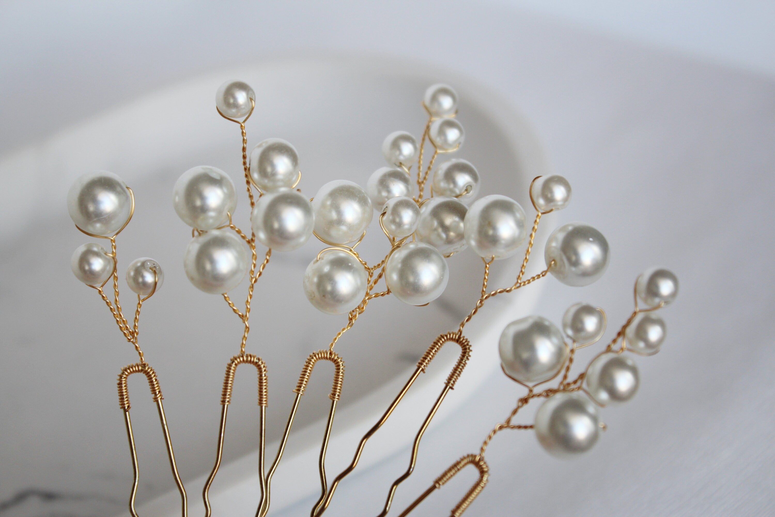 Gold Pearl Hair Pins: Bridal Wedding Hair Accessory