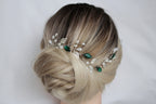 Emerald Bridal Hair Vine: Green Wedding Headpiece