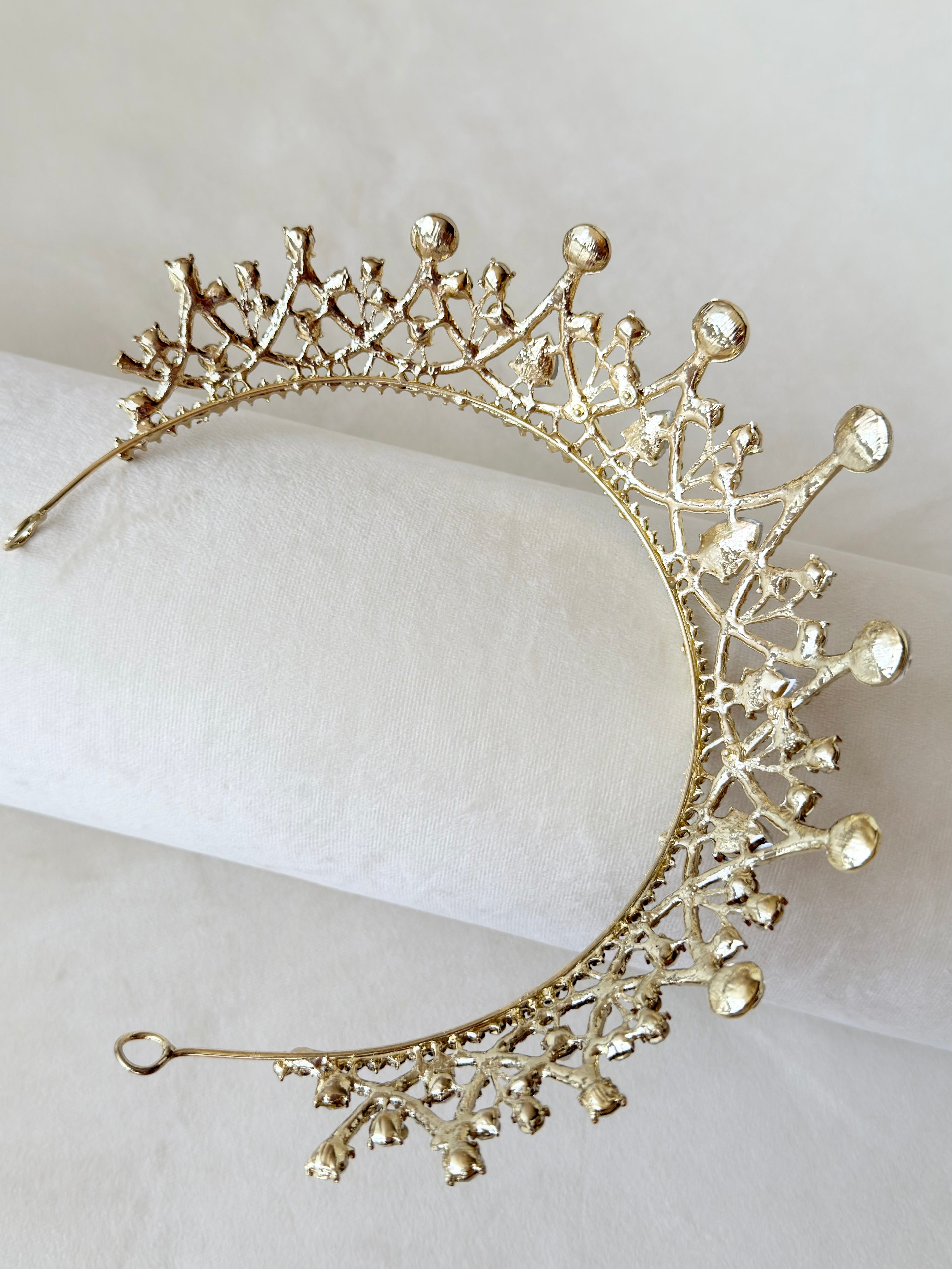 Aurora Gold Tiara – Royal Bridal Crown