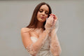 Pearl Fingerless Bridal Gloves, Long Tulle Sheer Sleeve