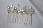 Pearl Wedding Hair Pins: Gold Bridal Crystal Hair Piece Set