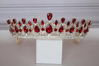 Red tiara-headpiece, Gold Quinceañera crown