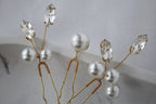 Pearl Wedding Hair Pins: Gold Bridal Crystal Hair Piece Set