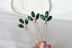 Emerald Green Pearl Hair Pins, Set of 3 Elegant Wedding Hair Accessories