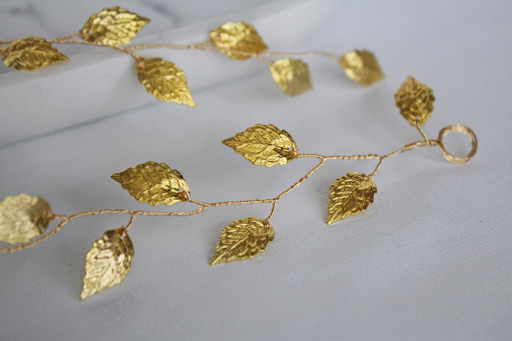 Gold Leaf Wedding Hair Vine: Bridal Headband, First Communion Wreath