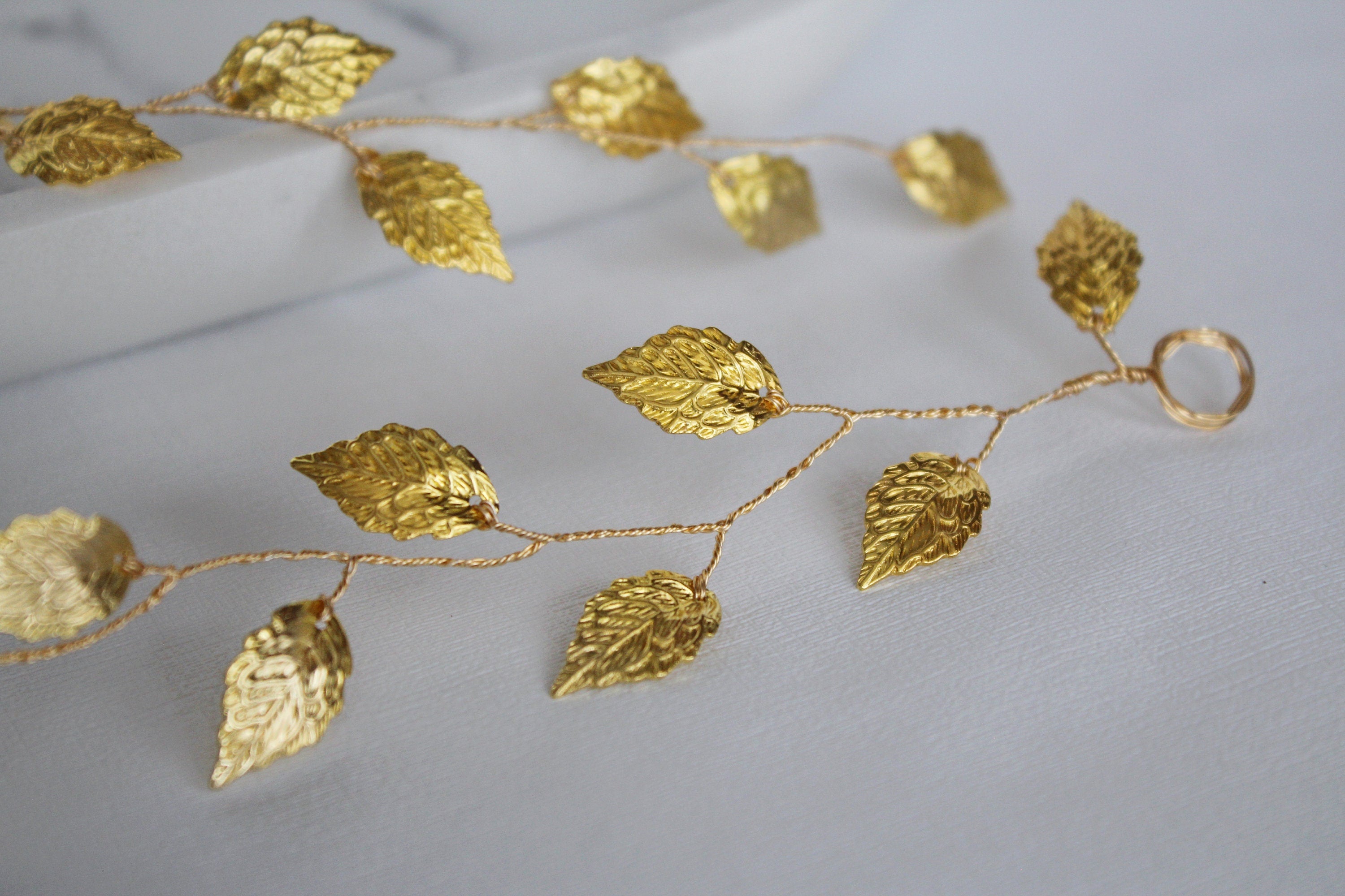Gold Leaf Wedding Hair Vine: Bridal Headband, First Communion Wreath