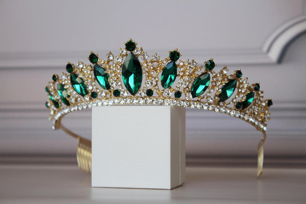 Emerald Green tiara, Prom tiara, Green headband