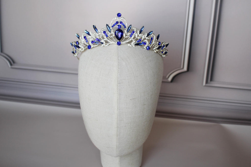Sapphire Royal Tiara, Silver and Blue Crown for child