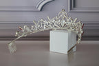 Red Silver tiara, Wedding crown, Ruby red princess tiara