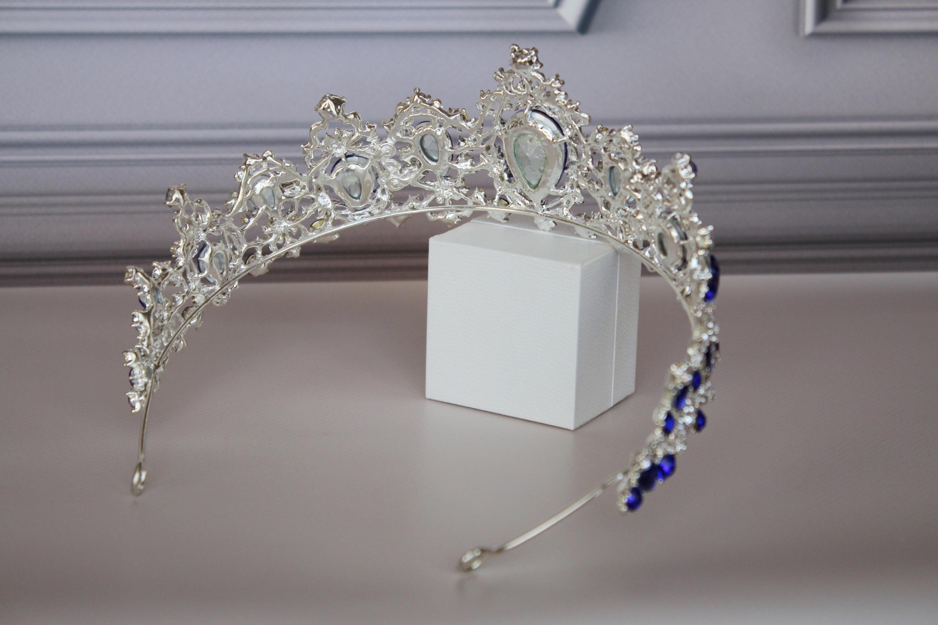 Sapphire Blue tiara Royal crown, Blue princess tiara